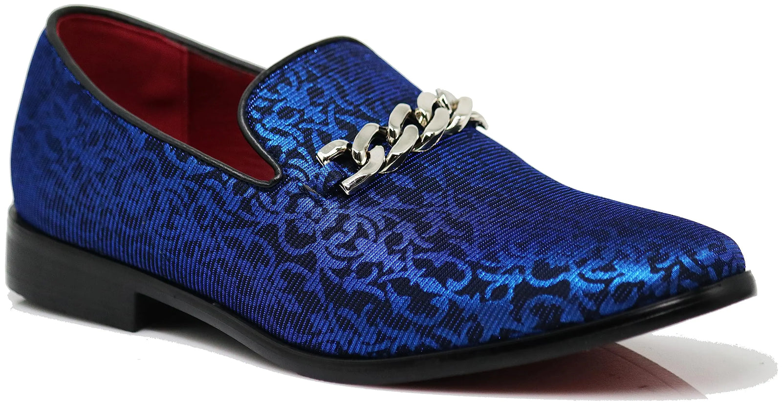 ARK1 Mens Vintage Satin Silky Floral Fashion Dress Loafer Slip On Tuxedo Formal Dress Shoes Designer (9 M US R Blue (29))