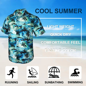 Hawaiian Shirt for Men Short Sleeve Button Down Shirt Men Casual Summer Tropical Beach Aloha Shirts for Men Hawaii Party XX-Large A3-teal Blue (Sunny)