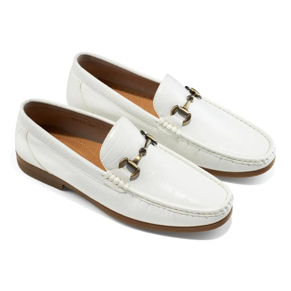 Mens Dress Loafers Shoes | Formal Fashionable Stylish Dress Driving Loafers Slip On Casual Shoes with Buckle | Suitable for Daily Business & Wedding wear -6011-White Crocodile-10