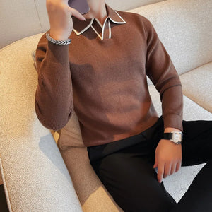 weaters/Male Slim Fit High Quality Leisure Pullover Men's Long-sleeved Sweater