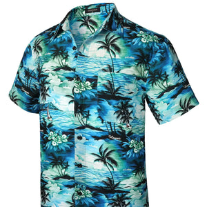 Hawaiian Shirt for Men Short Sleeve Button Down Shirt Men Casual Summer Tropical Beach Aloha Shirts for Men Hawaii Party XX-Large A3-teal Blue (Sunny)